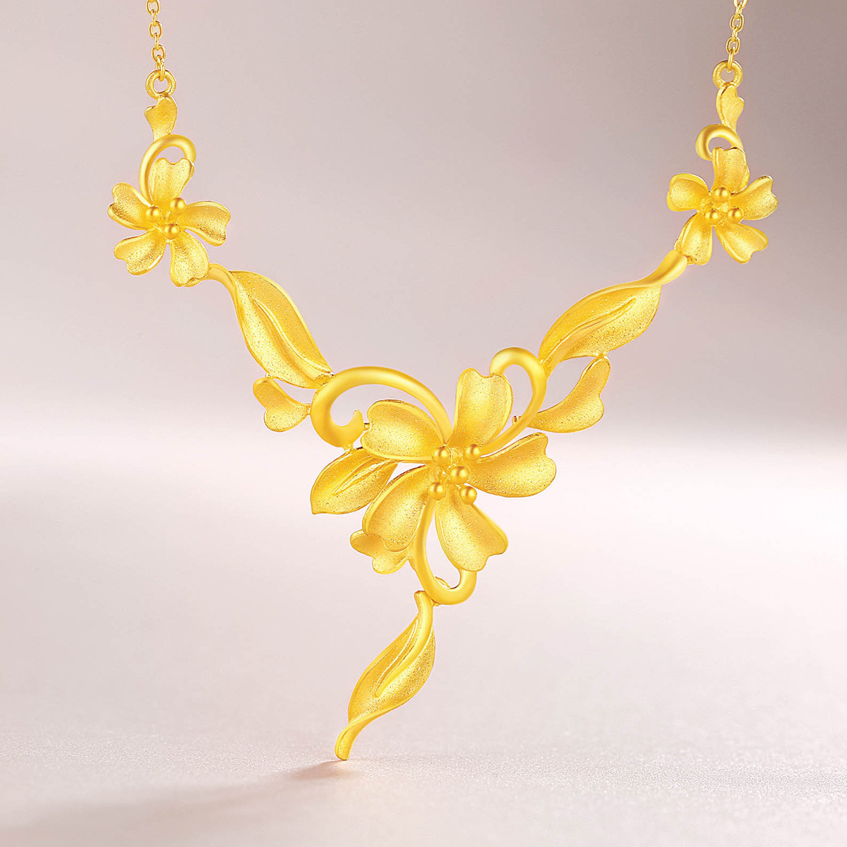 萃华 足金典雅金花婚庆项链套链(计价)