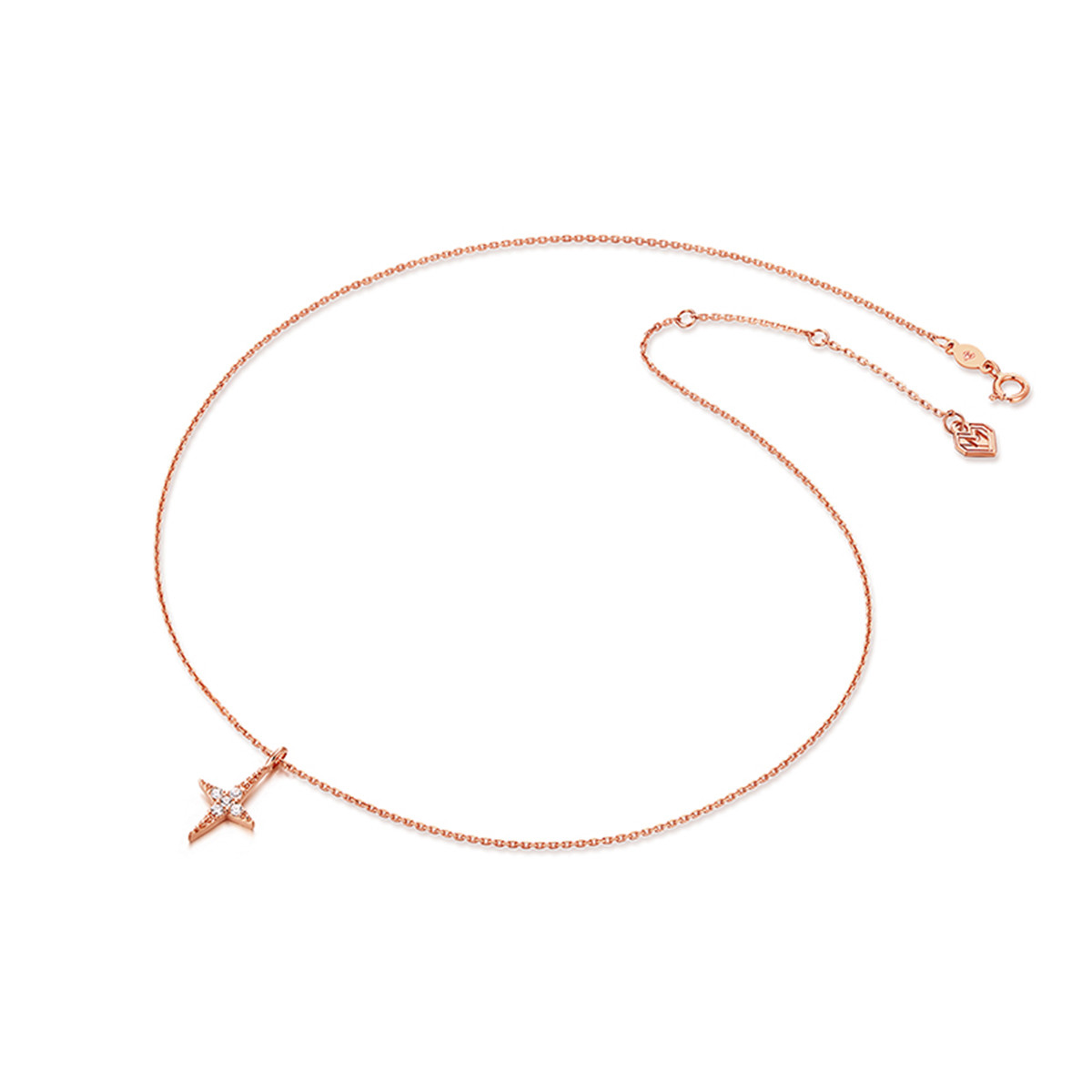 monologue独白主角系列18k镶钻玫瑰金色四角星项链