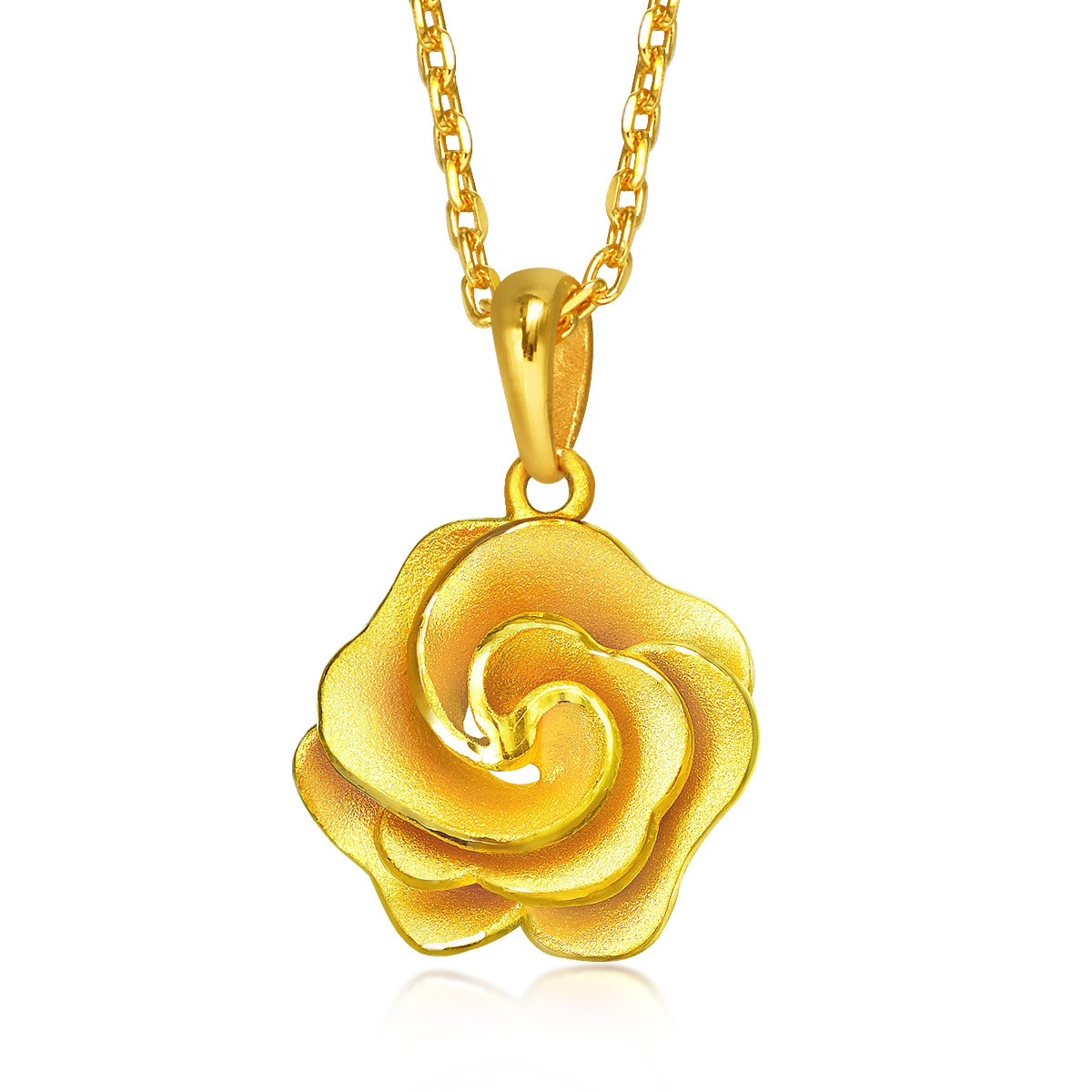 周生生黄金花吊坠