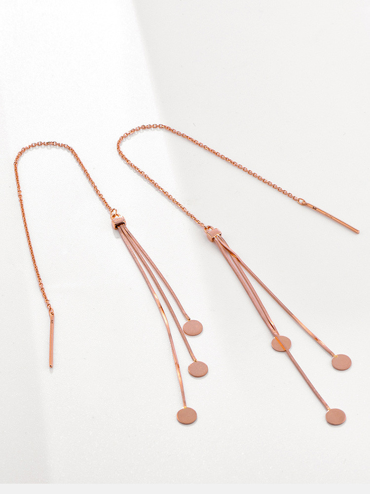 赛菲尔 时尚18k金耳饰彩金耳线玫瑰金耳吊