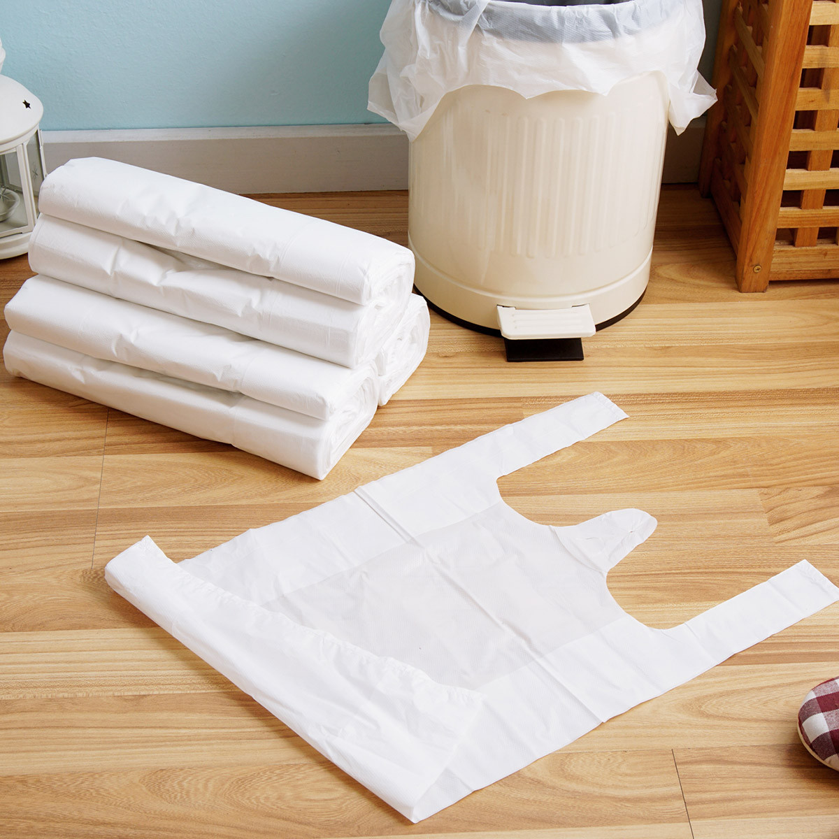 300个加厚加宽防漏白色背心式手提胶袋塑料袋厨房收纳袋垃圾袋