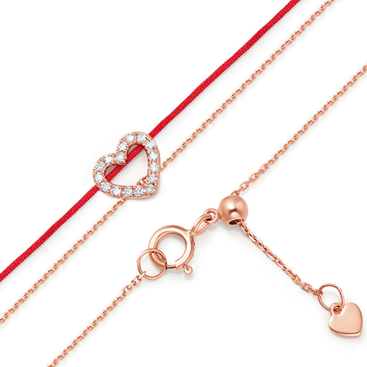 周大福 小心意系列 红绳款爱你18k金钻石手链