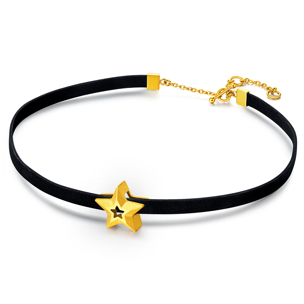 周大福 ing系列星星足金黄金项链choker项圈女