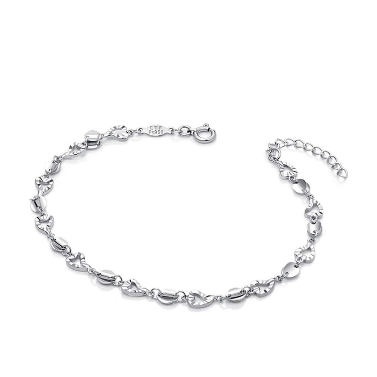 周大福 心形o字链pt950铂金/白金手链