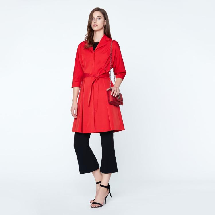 Ports 1961 Ports 宝姿女装时尚简约通勤日常休闲翻领中长款风衣外套 In Red