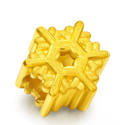 周大福【旗舰店】浪漫精致雪花 足金黄金转运珠/吊坠