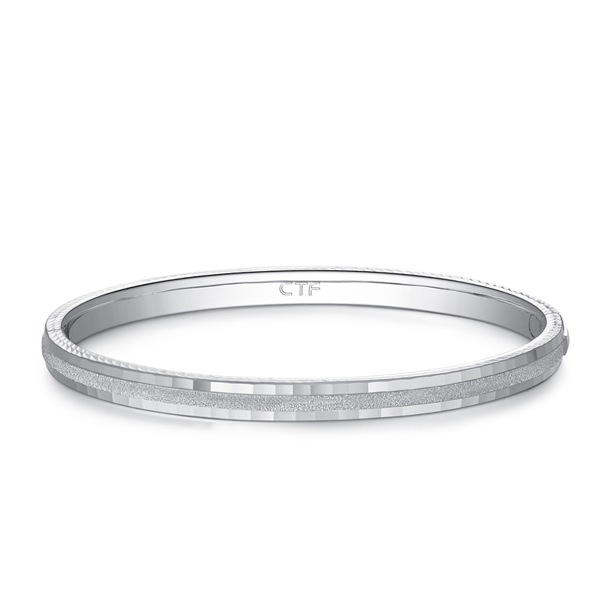 周大福【旗舰店】经典车花pt950铂金手镯