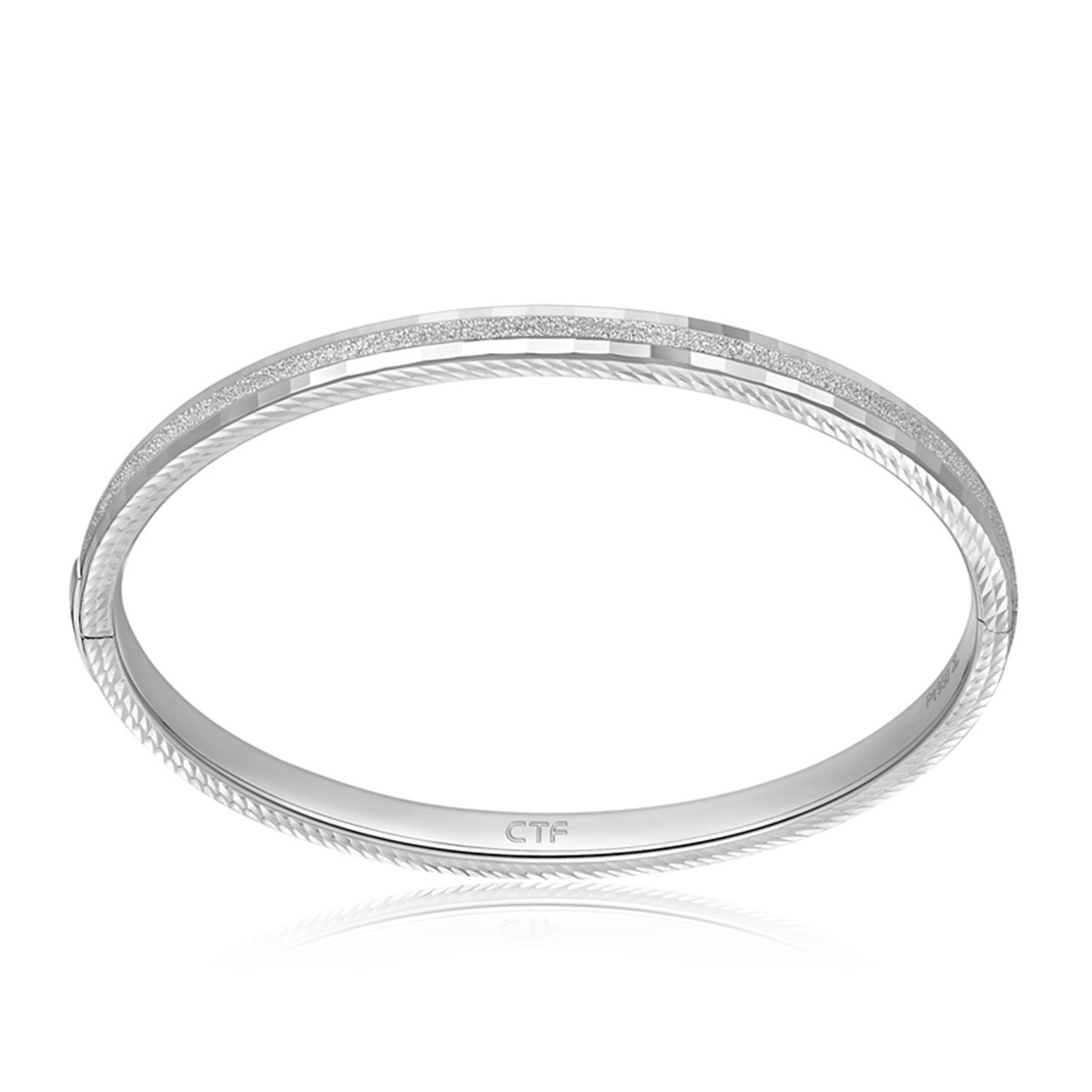 周大福【旗舰店】经典车花pt950铂金手镯