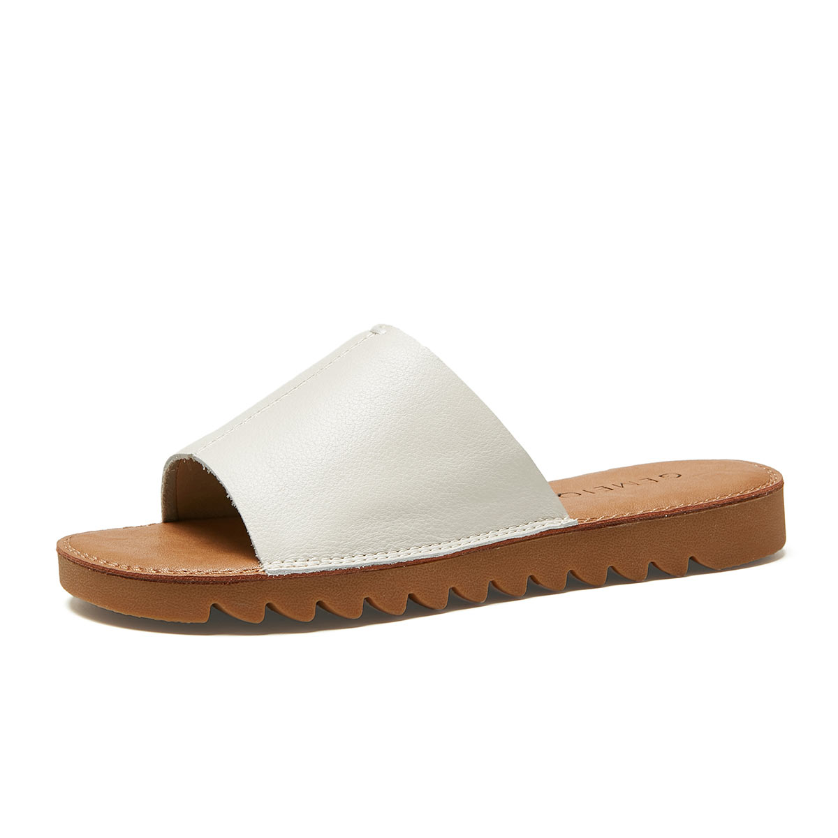 真皮夏季新品白底平底凉拖女拖鞋女士凉拖鞋外穿时尚