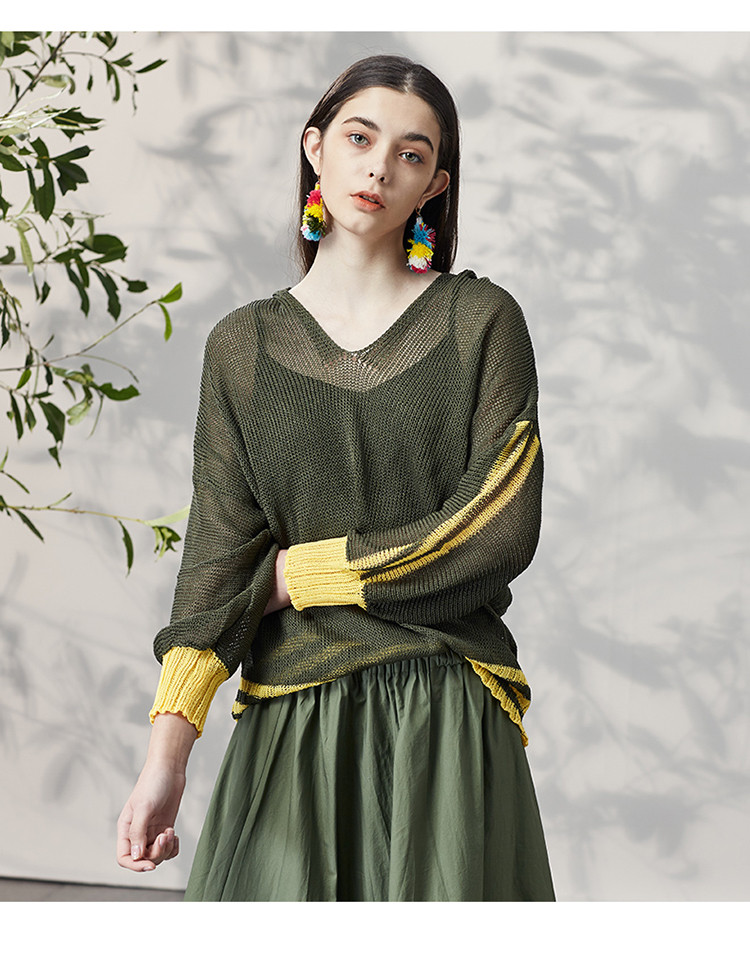 菀草壹秋装新款纯色球球沙露肩毛衣宽松复古清新针织衫