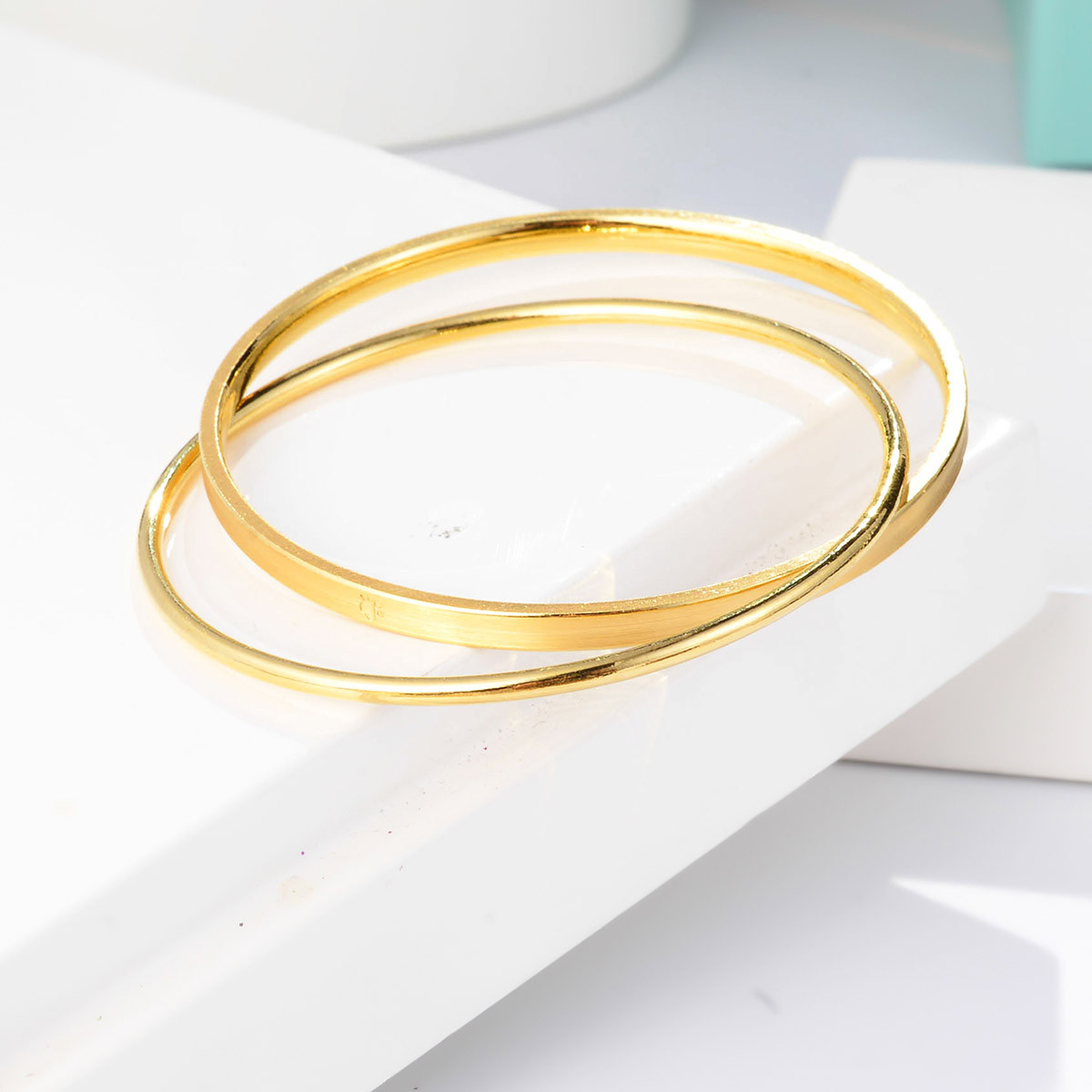 足金为爱而生双环黄金手镯精品计价