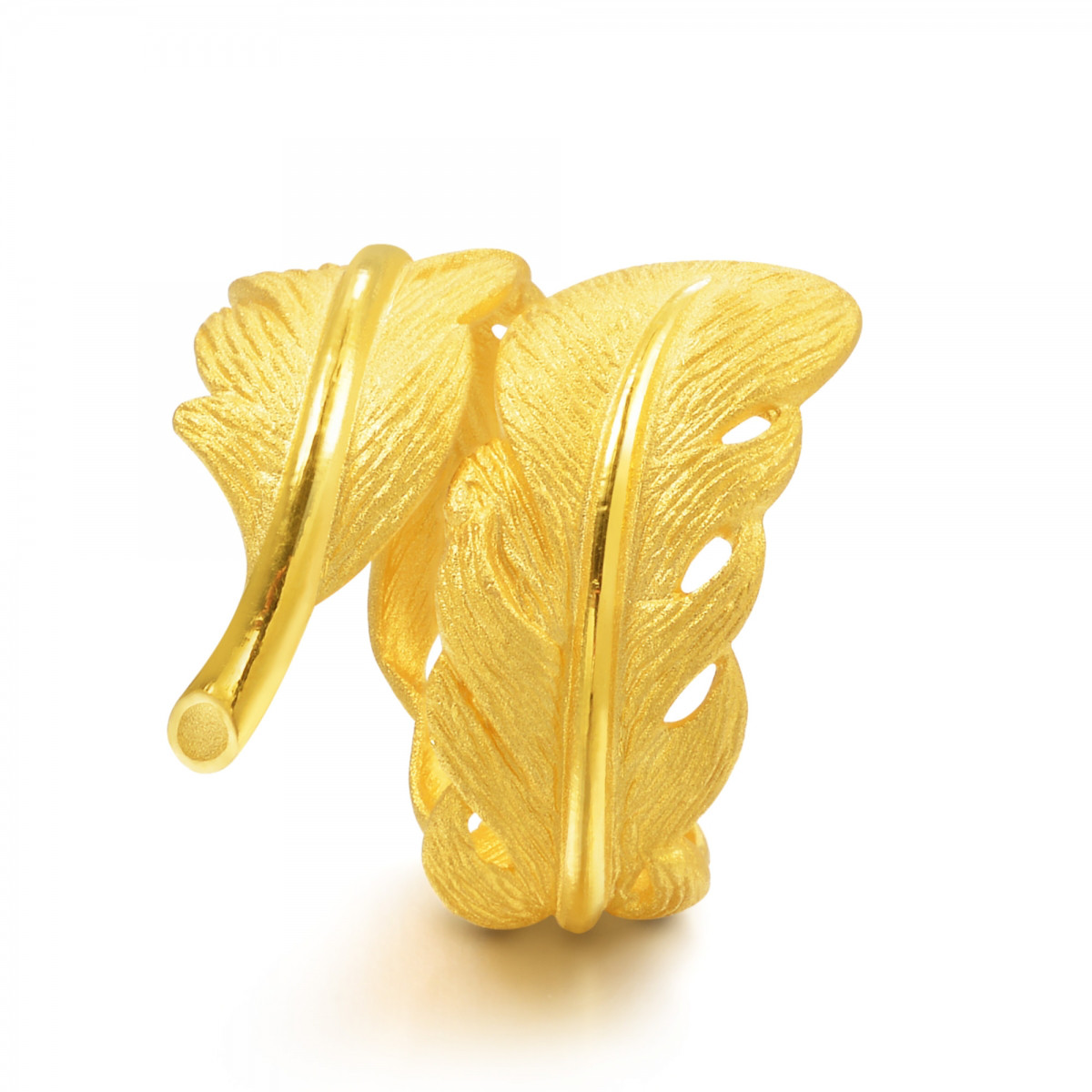 女友礼物周生生足金饰品爱情密语羽毛黄金戒指女指环