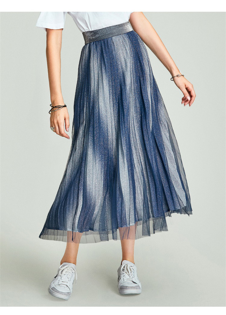 (已售空)plait普利特风琴百褶渐变金葱复合网纱半身裙子