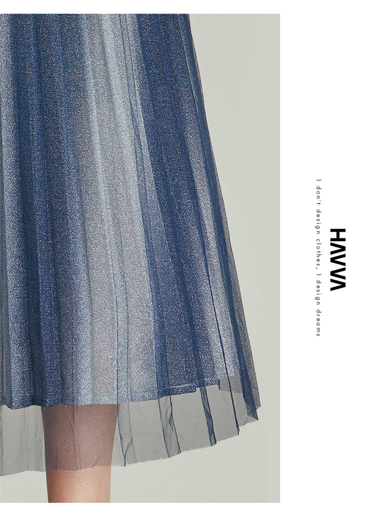 (已售空)plait普利特风琴百褶渐变金葱复合网纱半身裙子