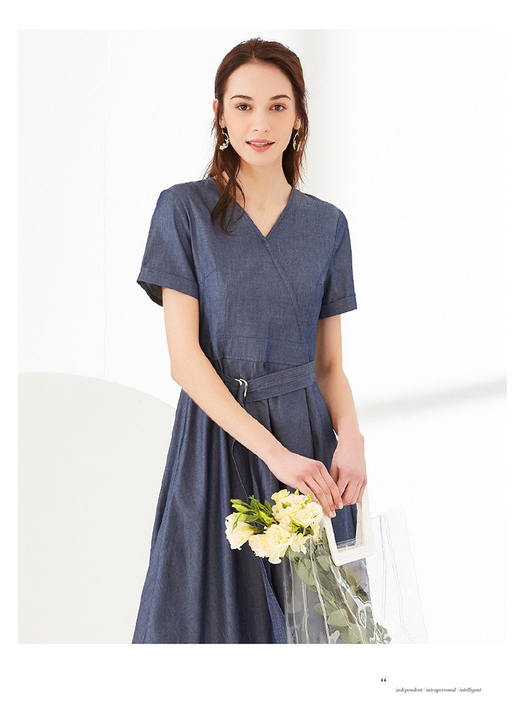 时尚风向标 - 亨奴hono女装专场 亨奴hono2019夏季新款简约v领系带