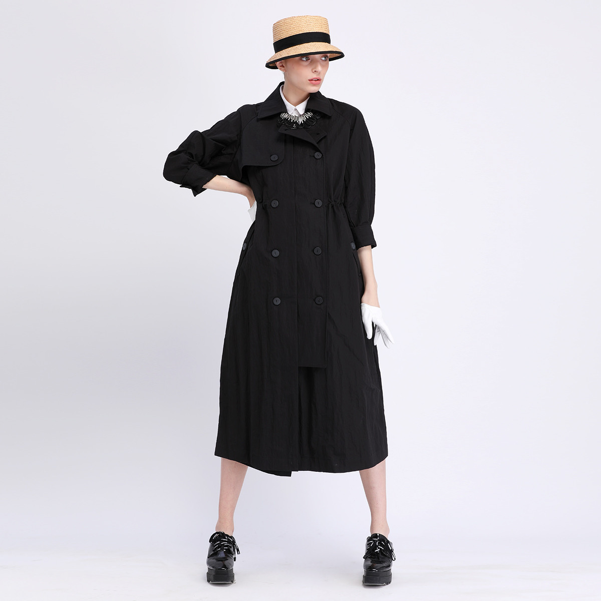 希色myscissors春季七分袖收腰长风衣