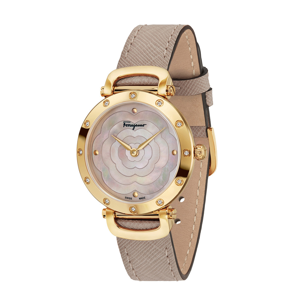 菲拉格慕 珍珠贝母表盘vs碎砖精致温婉石英女士手表女