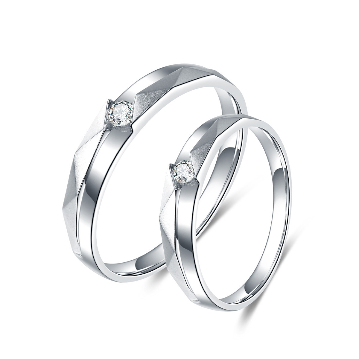 钻石对戒18k白金男女情侣对戒结婚钻石戒指