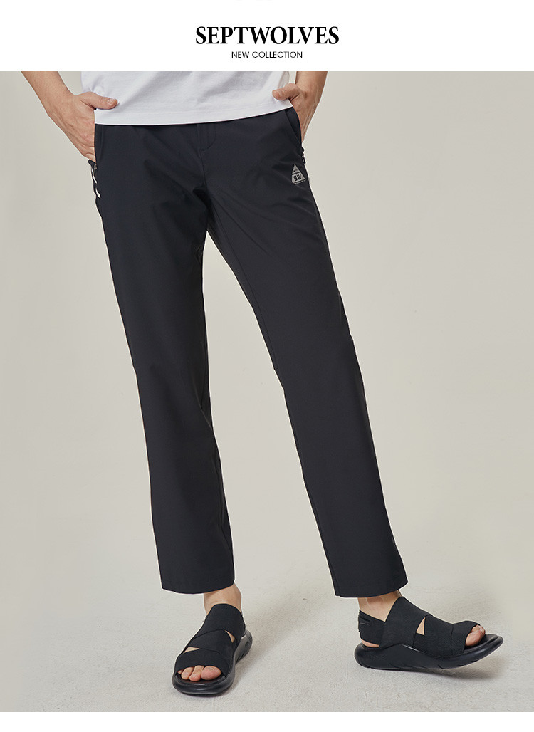 轻薄透气运动男裤中青年休闲梭织印花运动男士休闲裤