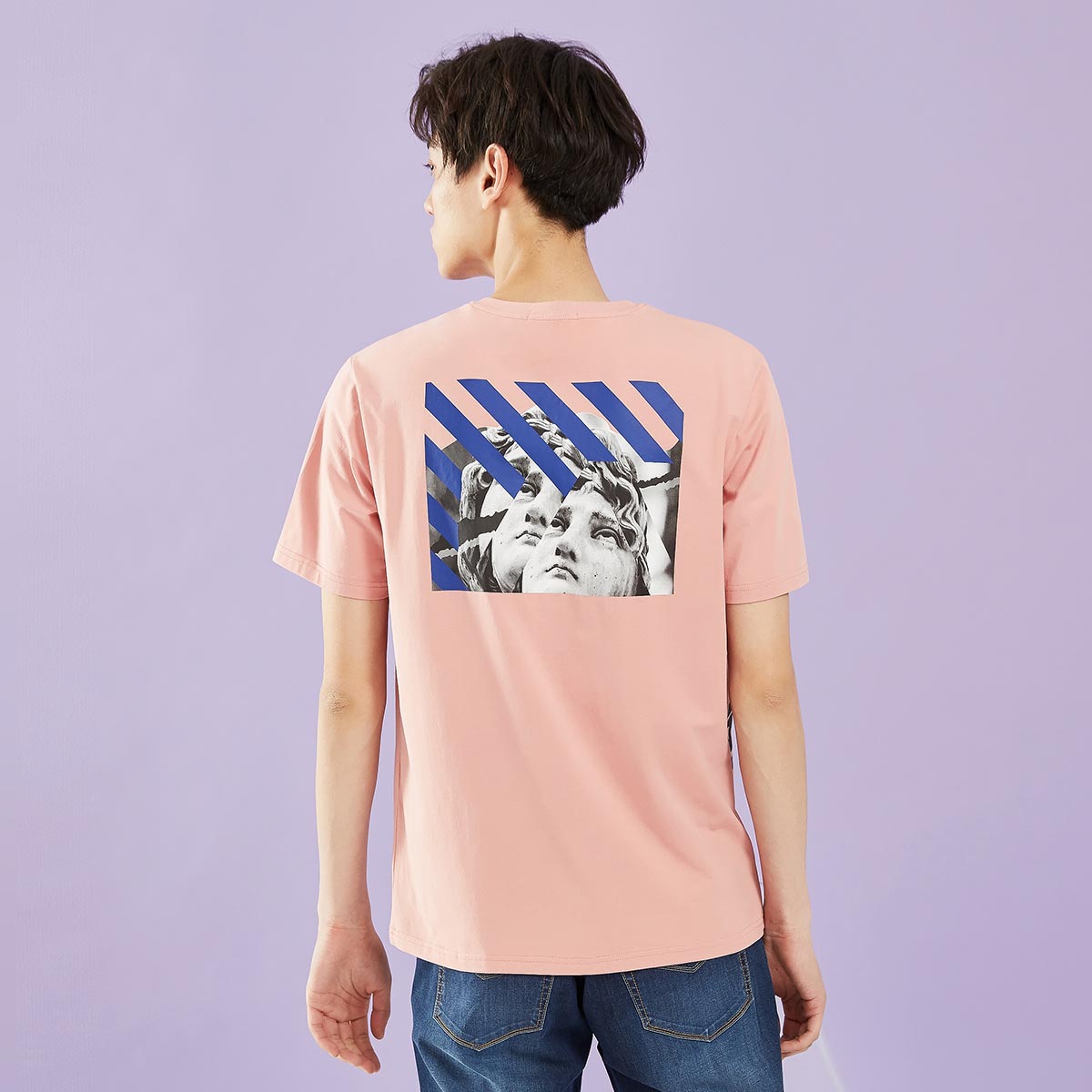 【时尚后背图案印花】新品男青少年短袖t恤圆领短袖男士t恤短袖