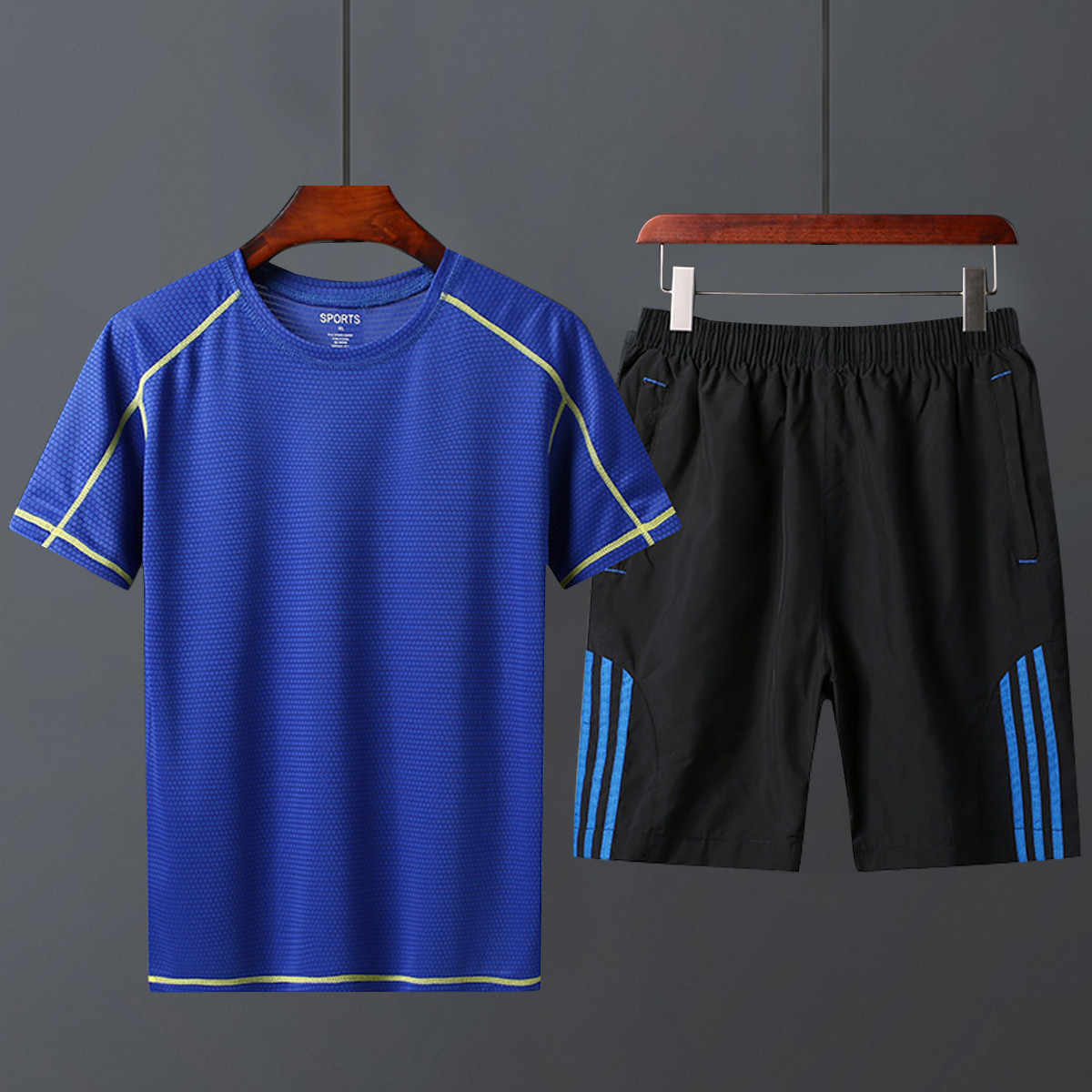 2019新款男士运动套装 夏季短袖运动套装男士套装