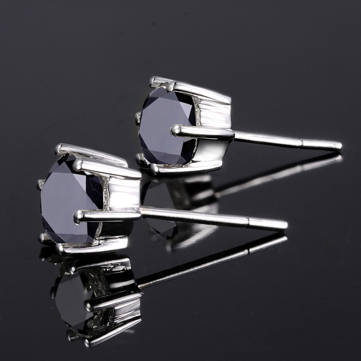 喜钻 宇宙系列18k金1克拉黑色钻石耳钉单只/钻石耳钉成对