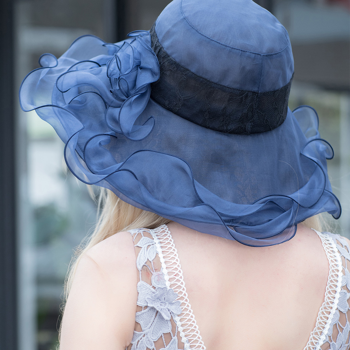 (直降)浪漫法式蕾丝花语大檐防晒真丝帽