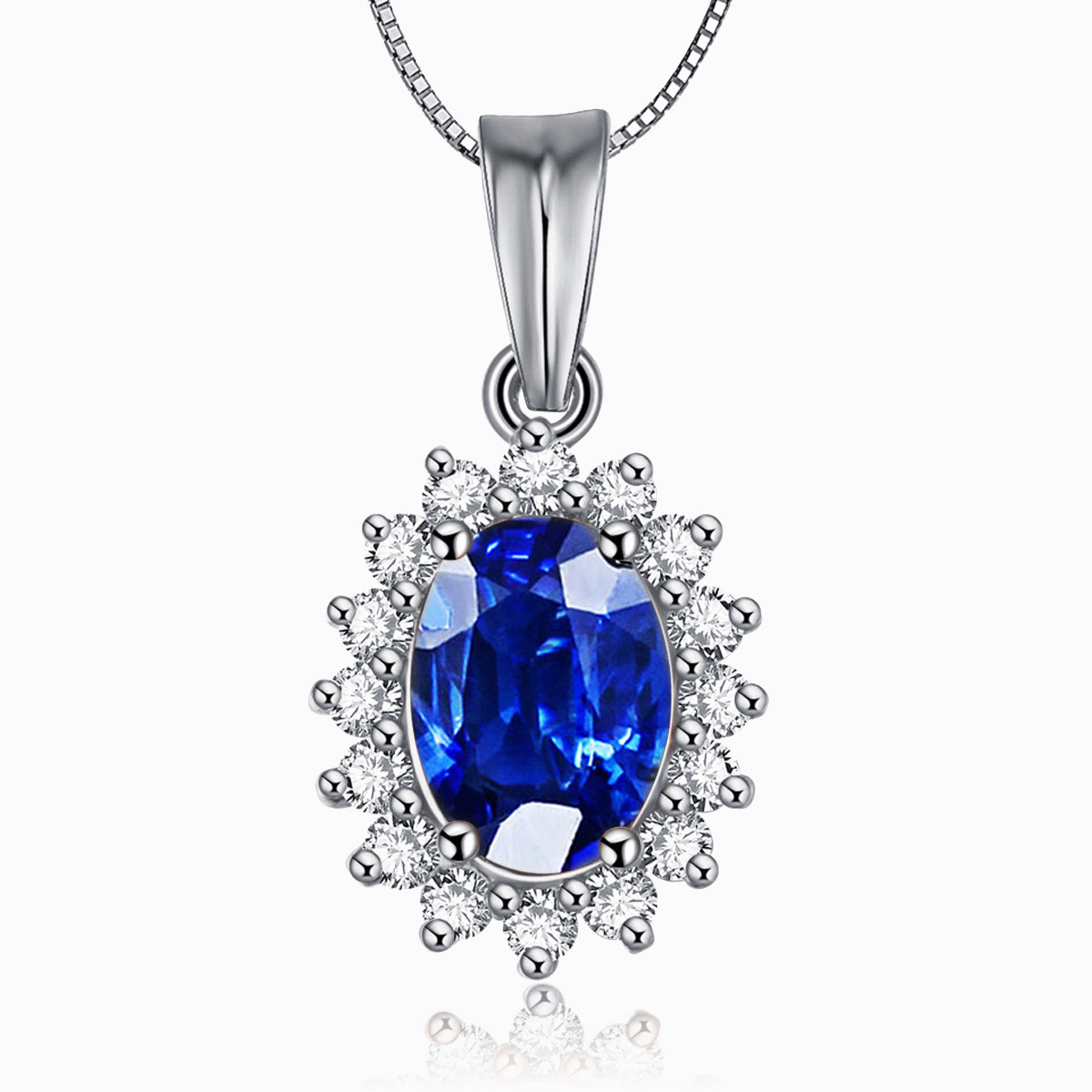 【好礼甄选】 戴妃系列18k金蓝宝石吊坠k金钻石宝石吊坠