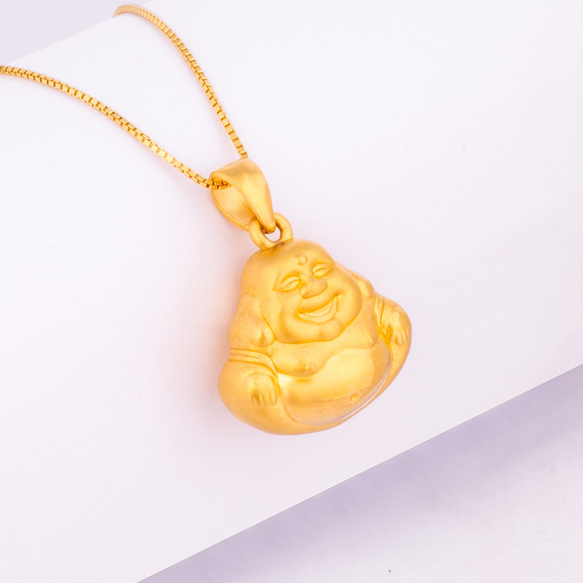 足金黄金吊坠弥勒佛笑口常开佛光面大肚足金吊坠挂坠计价
