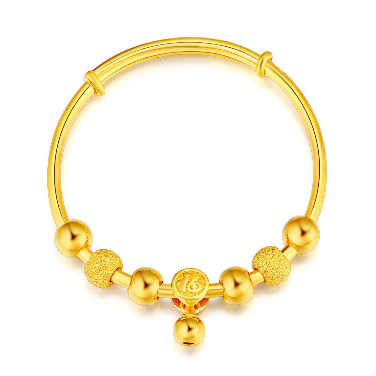 萃华 好运相伴足金黄金转运珠手镯童镯(计价)