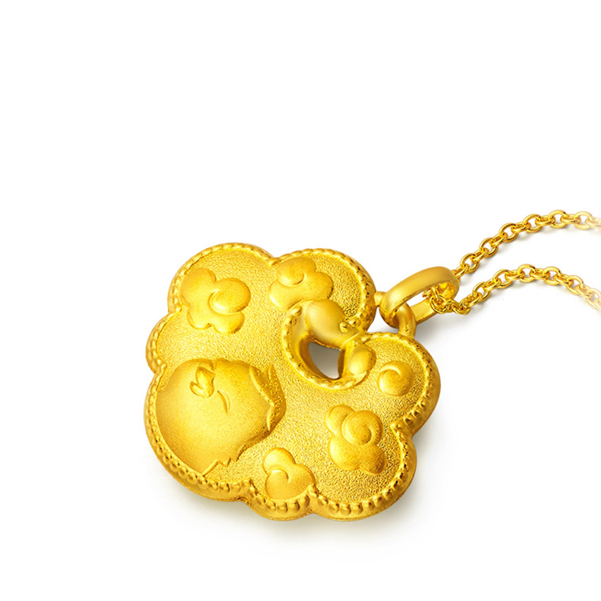 周大福 十二生肖鸡长命锁金锁足金黄金吊坠