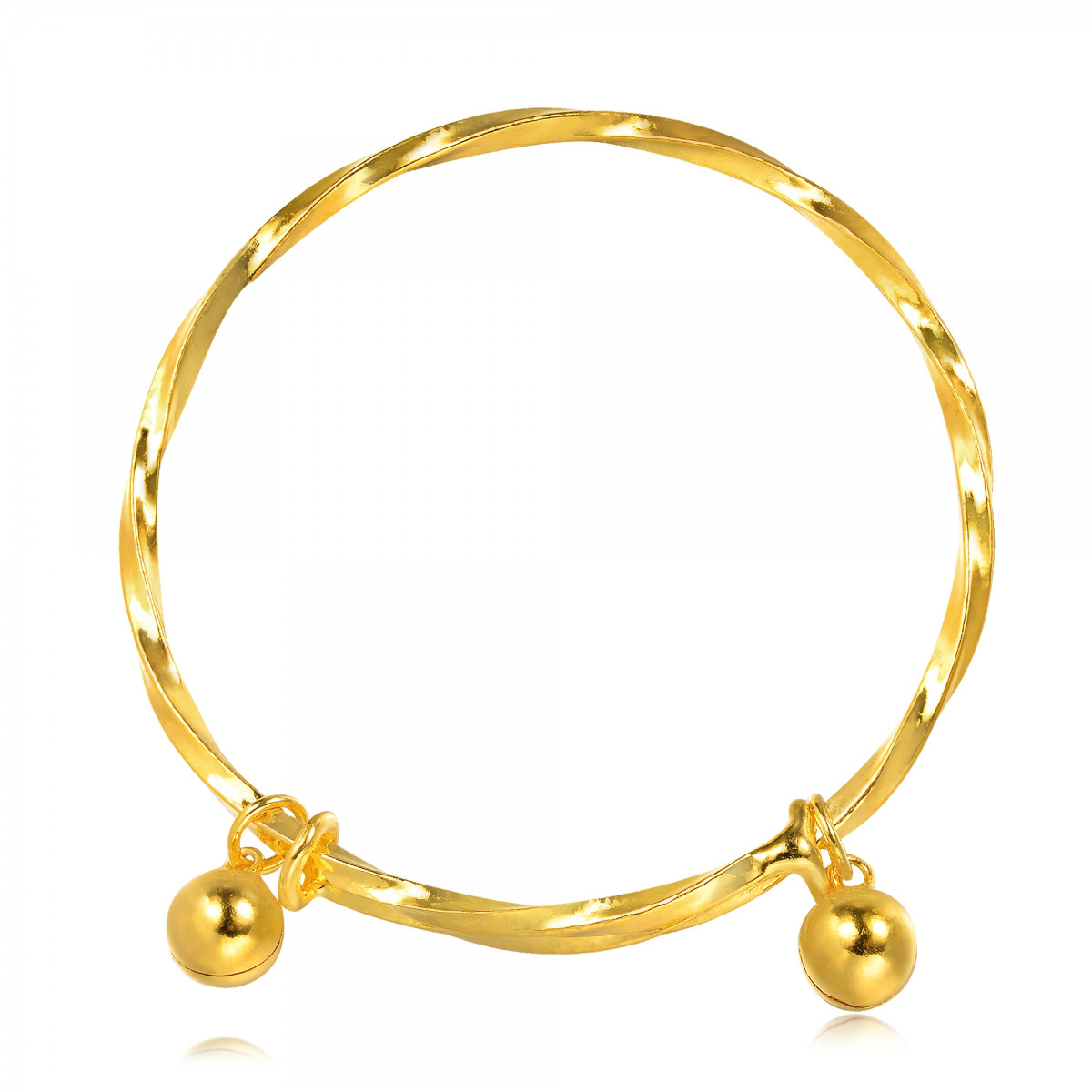 周生生足金饰品活动响铃bb宝宝儿童手镯金镯子计价