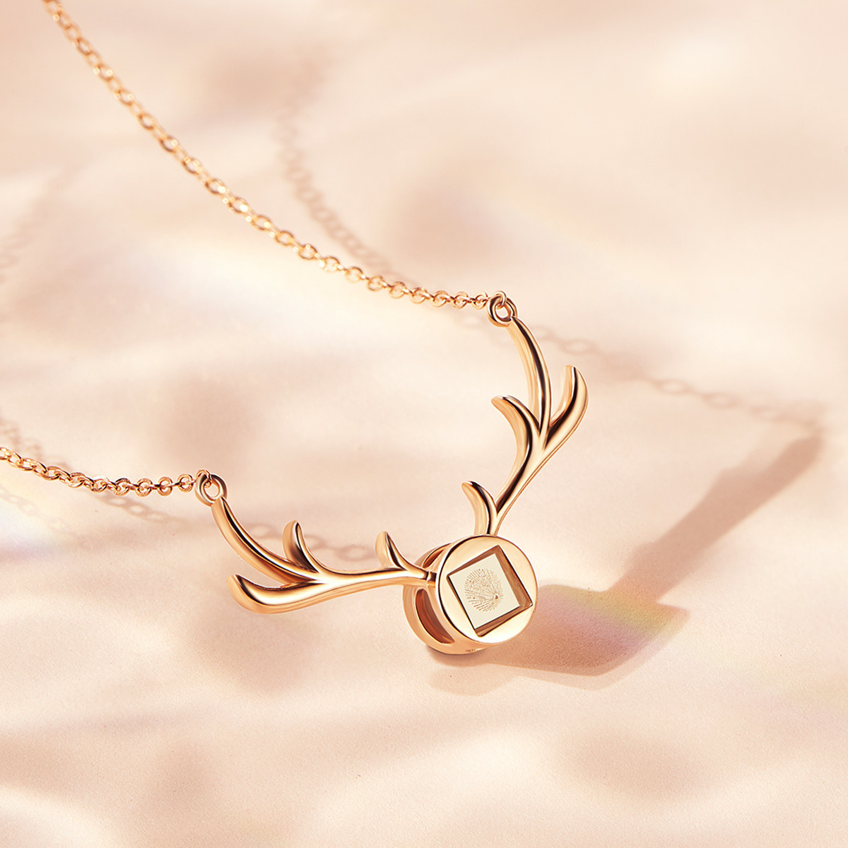 fanci范琦一鹿有你鹿雅简约情人节礼物定制投影款k金项链