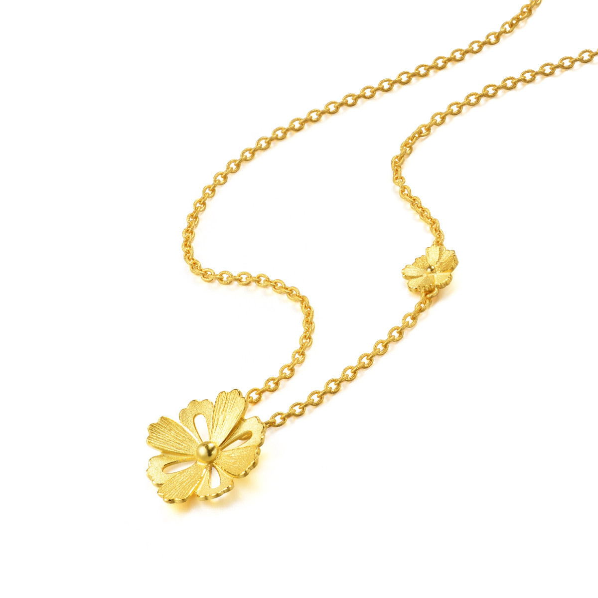 周生生足金文化祝福格桑花黄金项链女款幸福花