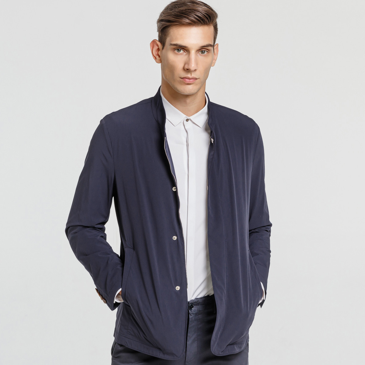 金利来男装 轻薄质感 立领男士夹克外套