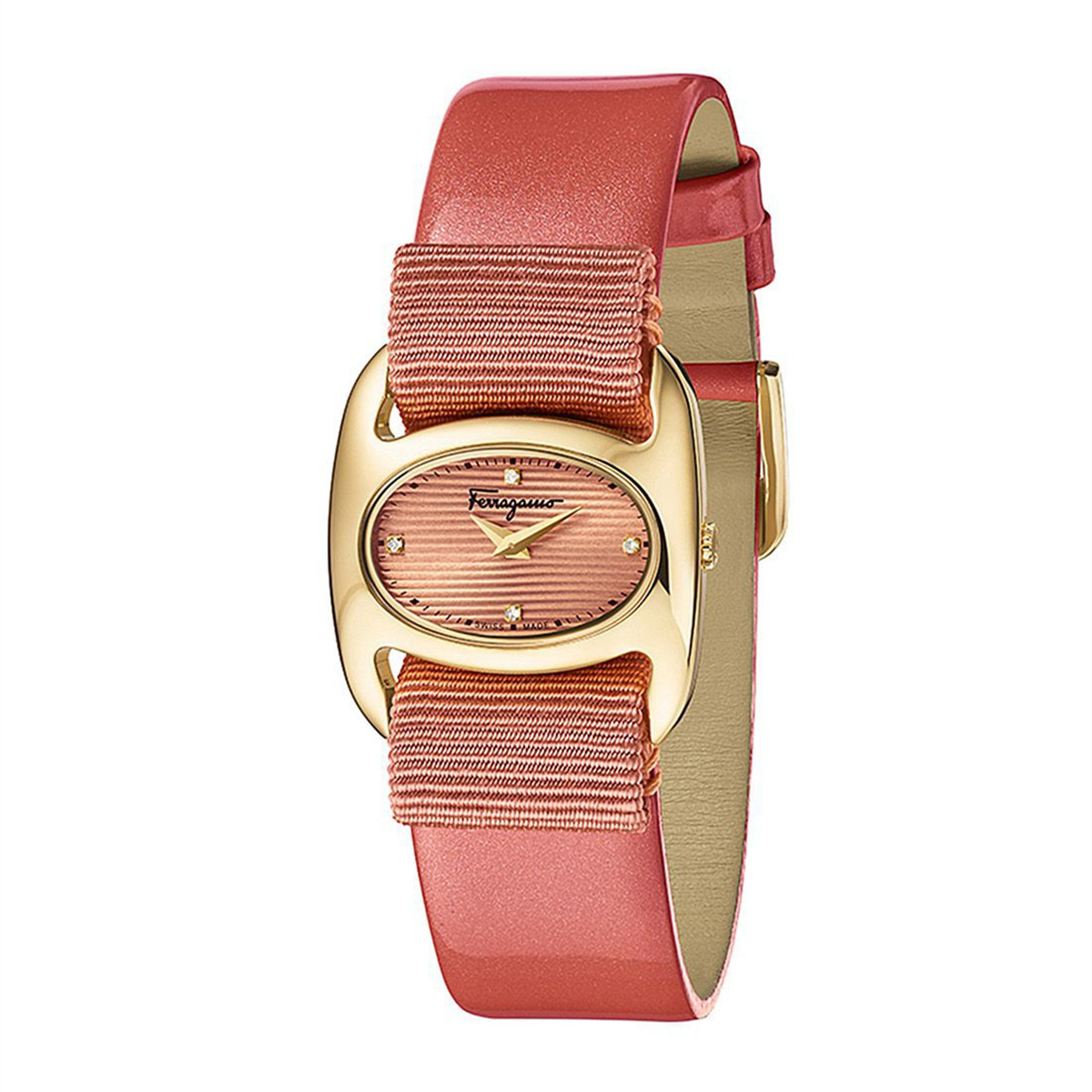 > 菲拉格慕【瑞士原装正品&镶4颗真钻】varina女士石英腕表