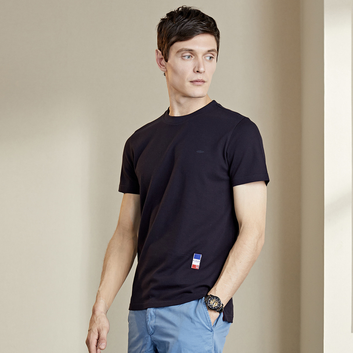 雅戈尔2019新款纯棉百搭男士短袖t恤男式t恤