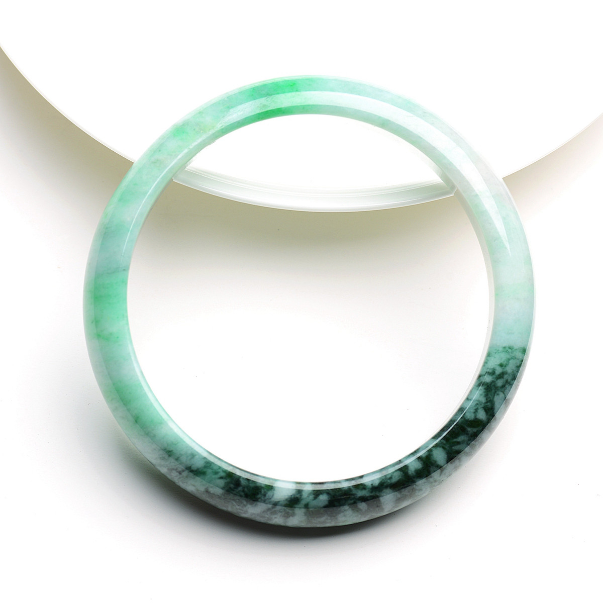 天然a货翡翠优质花青种飘彩正装手镯