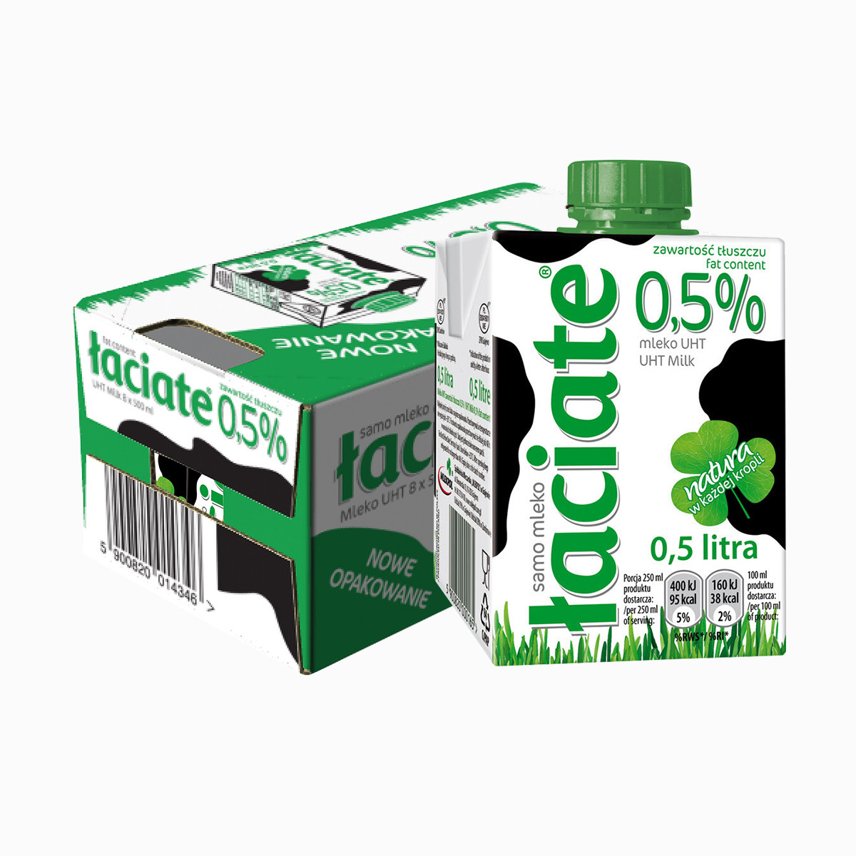 波兰laciate兰雀脱脂纯牛奶 500ml*8盒