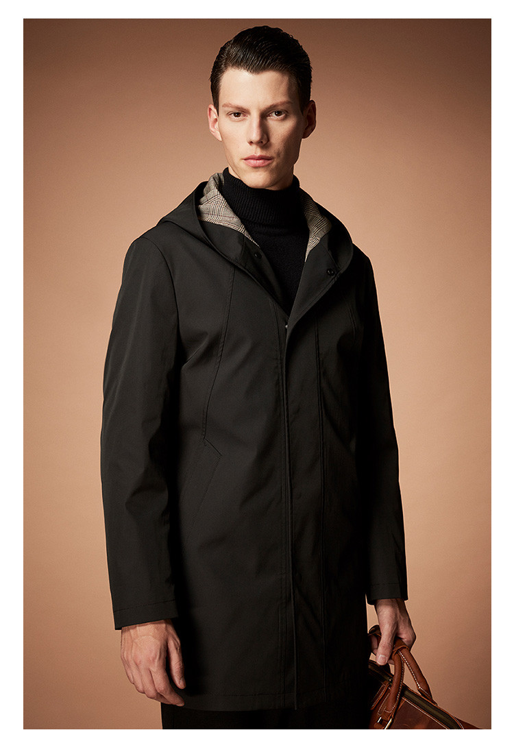防风雨戴帽男式风衣雅格狮丹