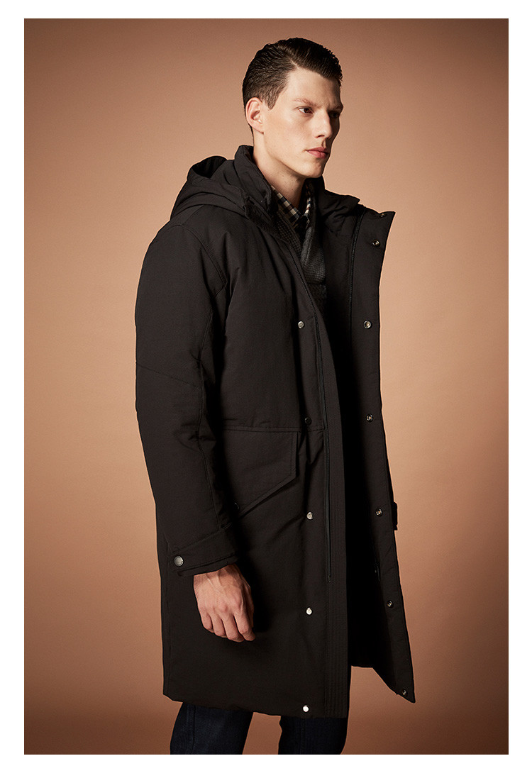 蓬松90绒 防风挺括加长款男式羽绒服雅格狮丹