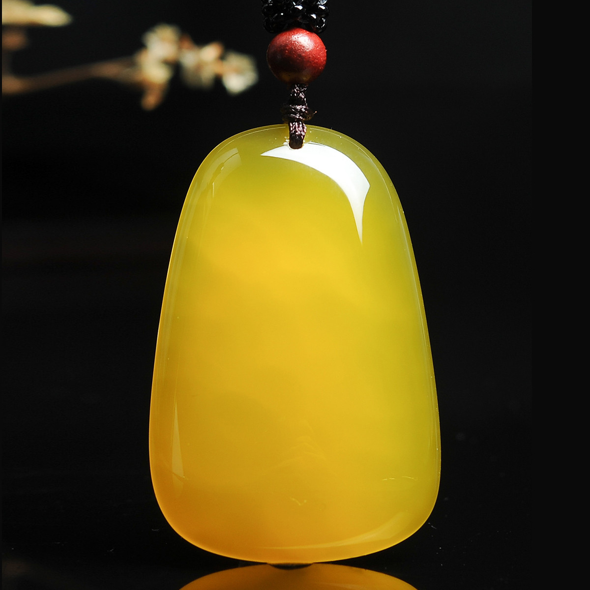 黄玉髓平安无事牌玉吊坠 玉挂件附证书