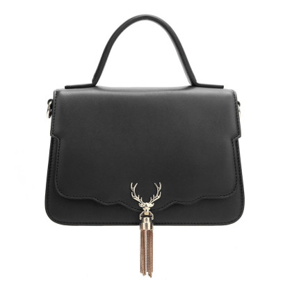 鹿头流苏小包包锁扣真皮手提斜挎包单肩小方包女包