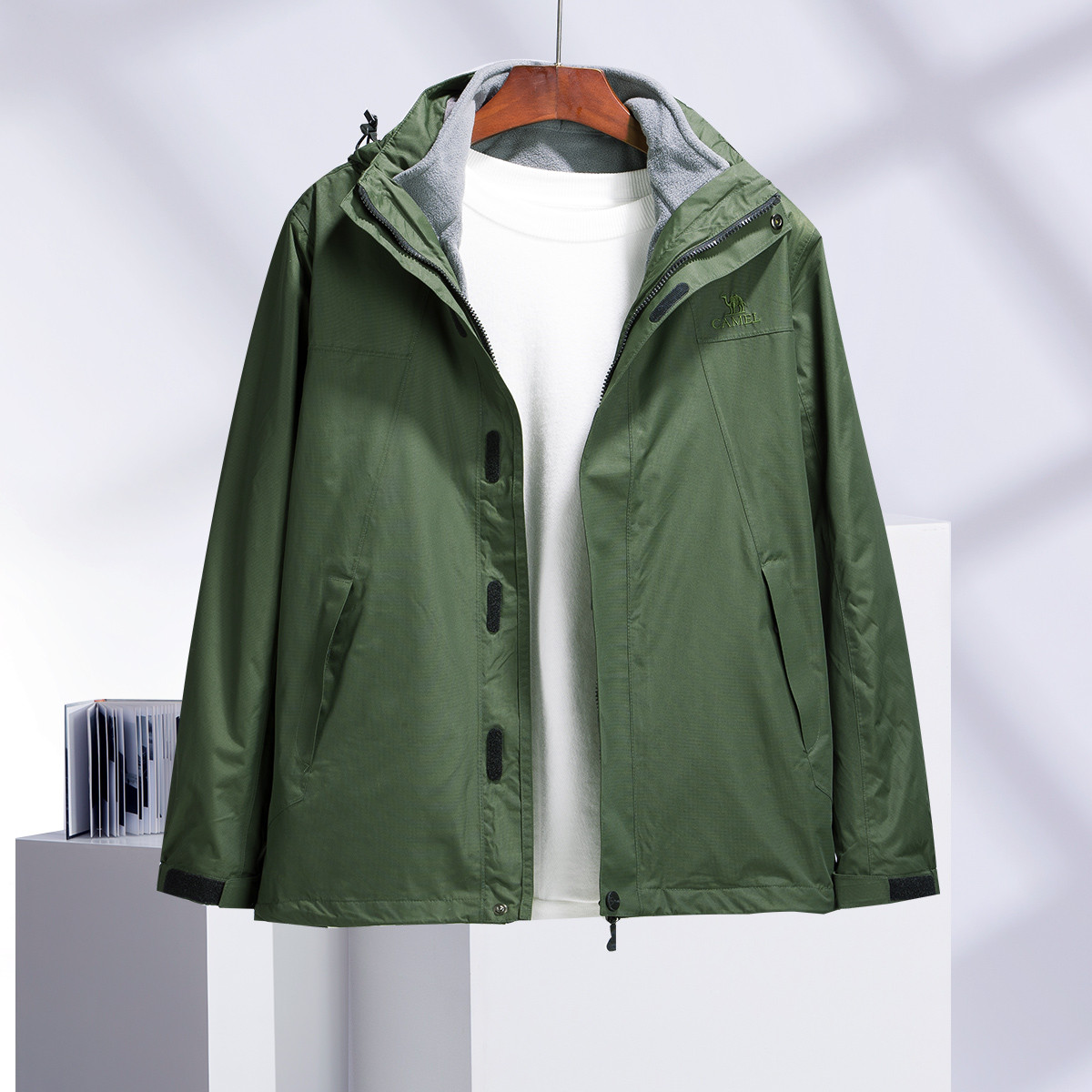 宽松加绒冲锋衣休闲两件套外套男士夹克