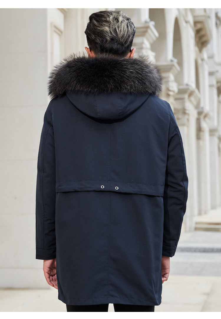 男款冬季新款貉子毛领兔毛内胆一体可拆卸派克服男皮衣/皮草