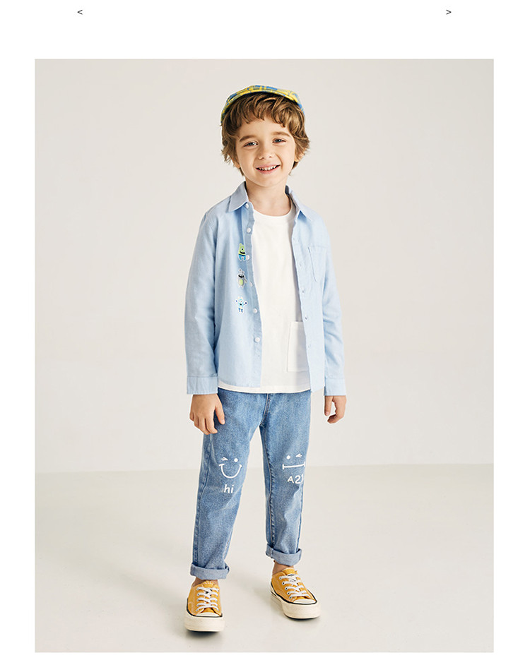 以纯线上品牌童装2020春款男童衬衣纯棉透气儿童衬衫
