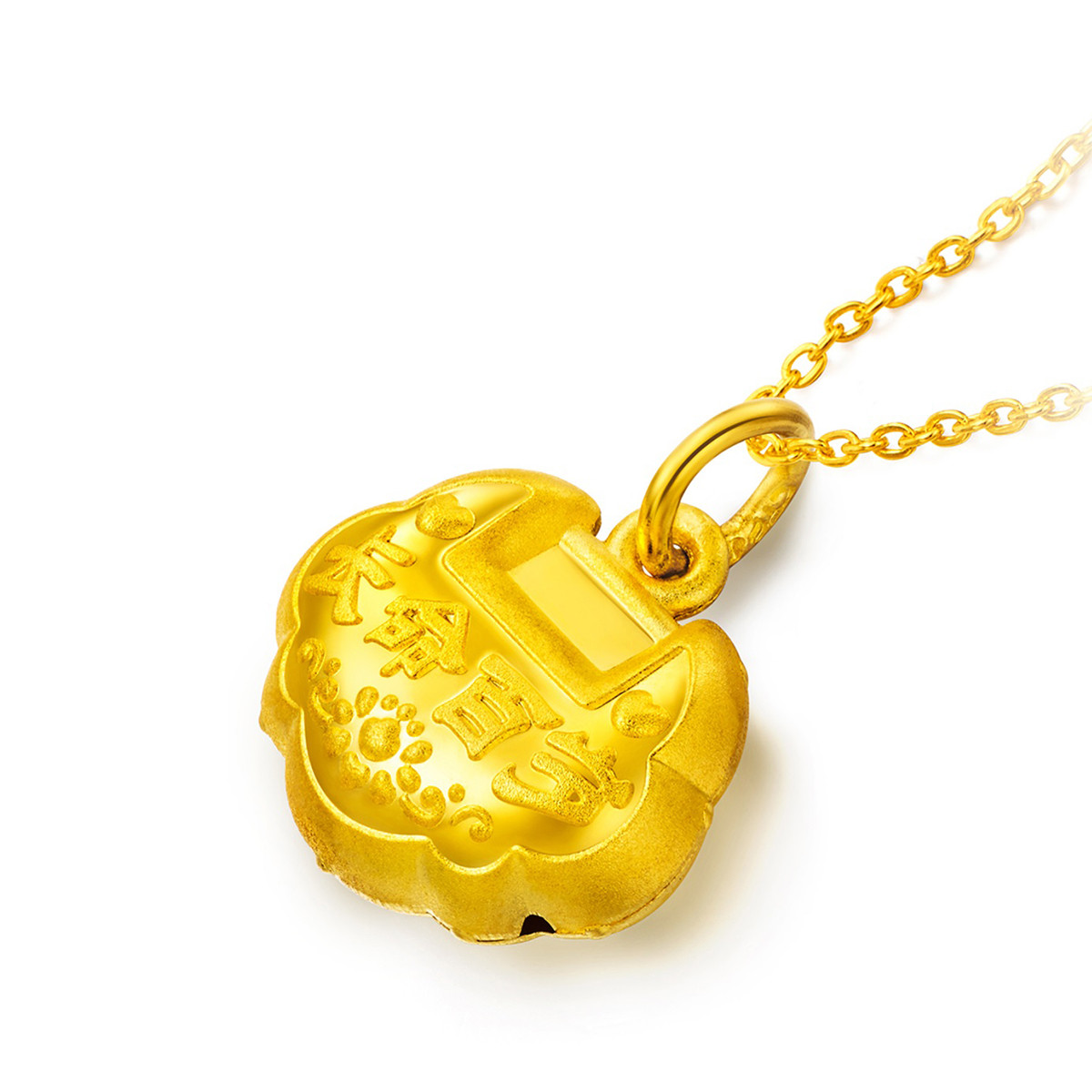 周大福 儿童长命百岁长命锁金锁足金黄金吊坠