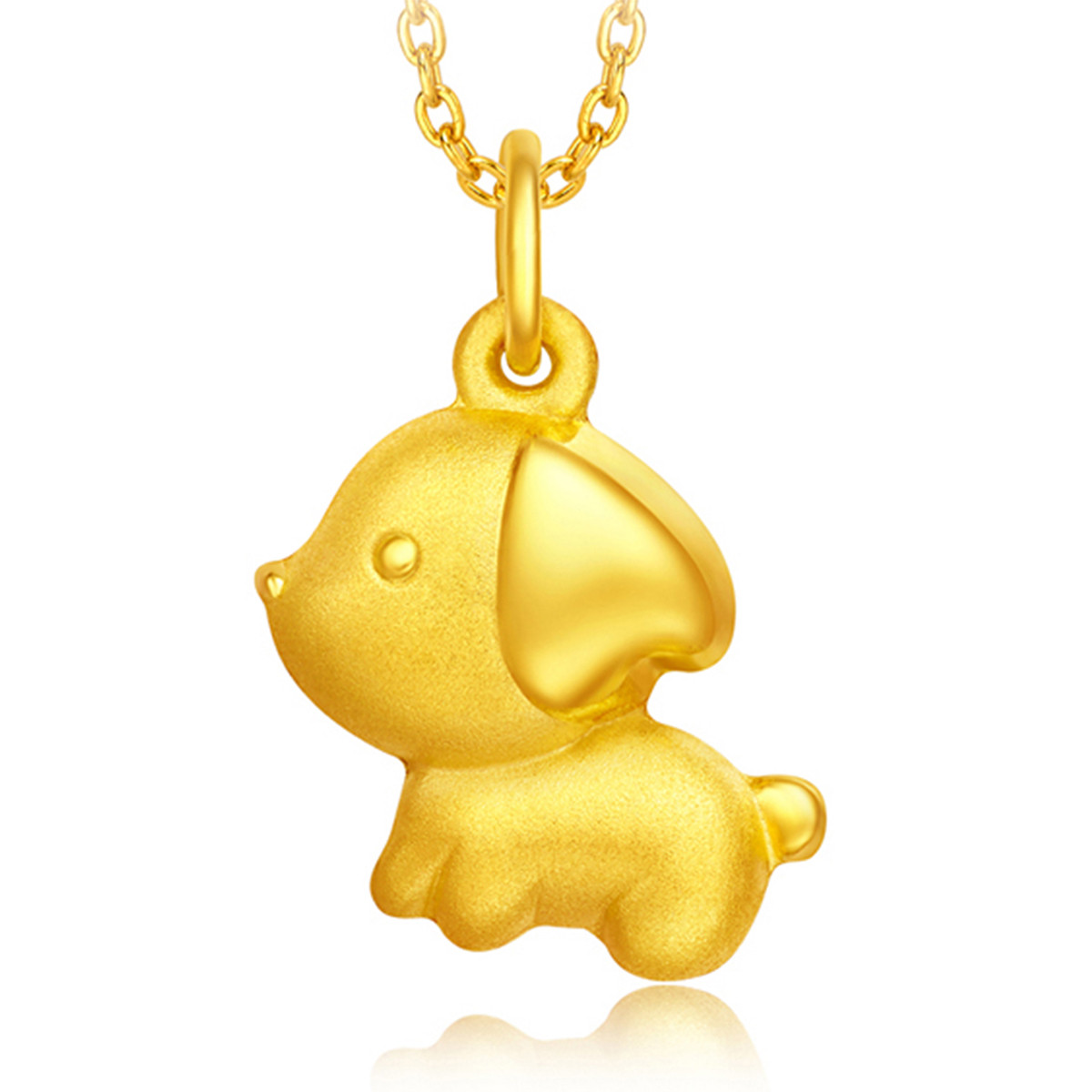周大福 十二生肖狗心想事成金毛犬足金黄金吊坠