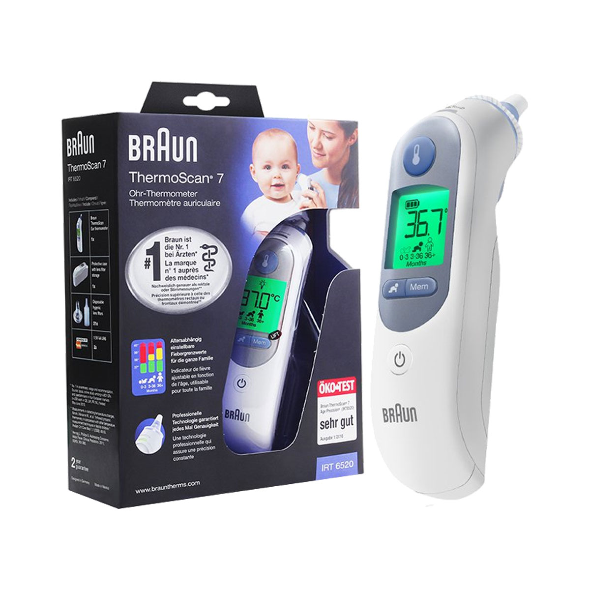 Braun 【家庭必备】IRT6520精准测温成人婴幼儿电子体温计耳温枪