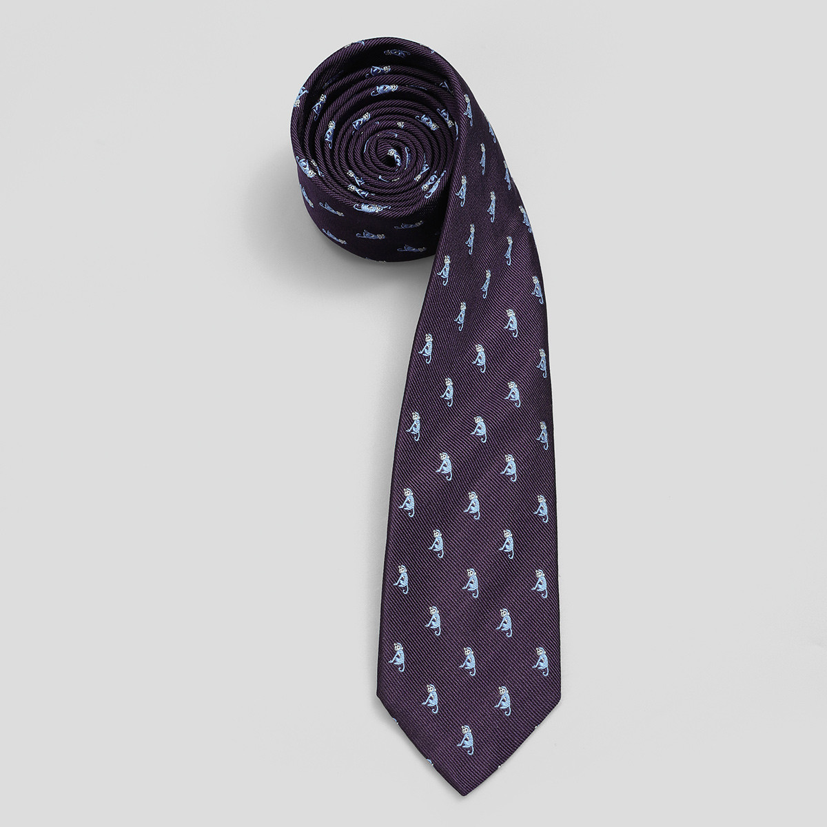 男装 十二生肖属猴图案真丝暗纹箭头型男士领带